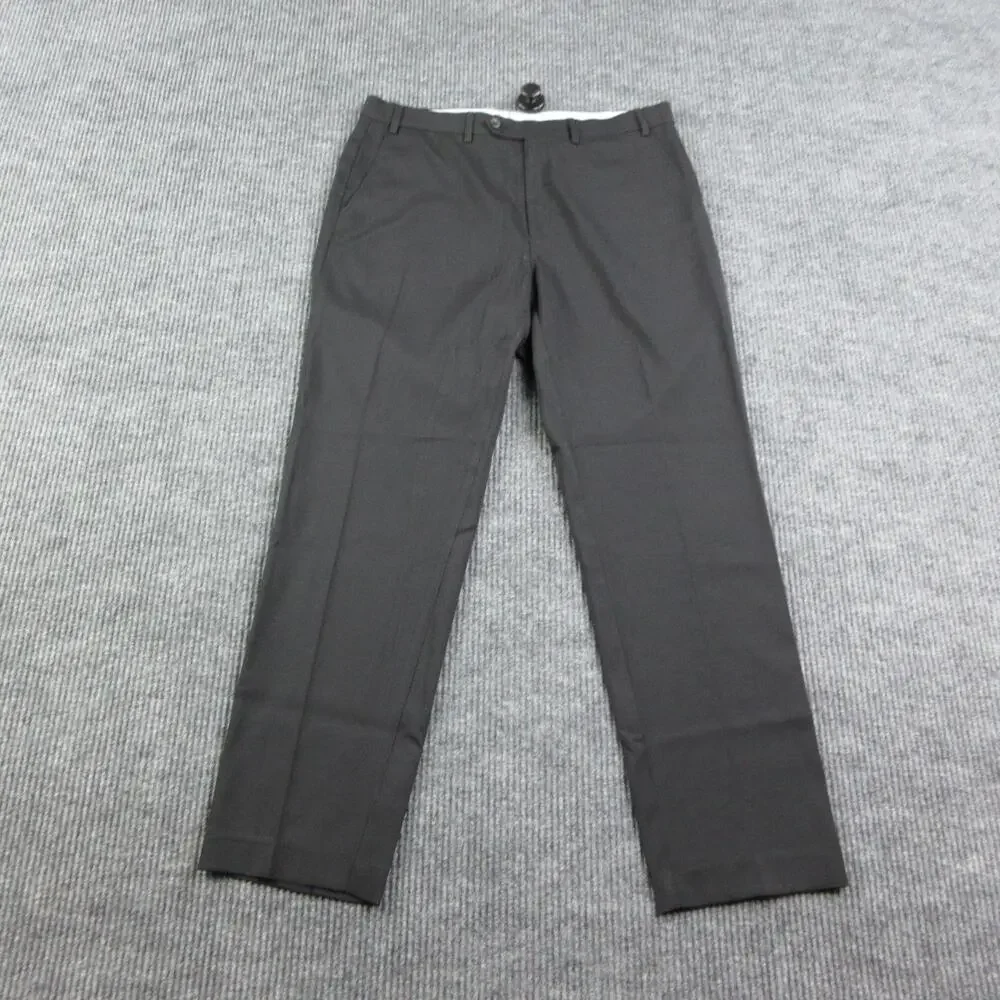 Michael Kors Pants Mens 36 Black Slim Microfiber Flat Front Stretch 36x31.5*